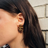 Vintage Gold and Amber Hued Stone Clip On Earrings