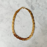 Vintage Gold Braided Herringbone Chain Necklace