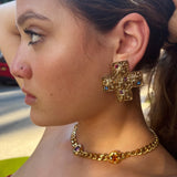 Vintage Cross Clip On Earrings