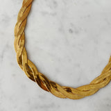 Vintage Gold Braided Herringbone Chain Necklace