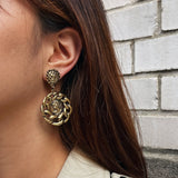Vintage Circular Silhouette Clip On Earrings