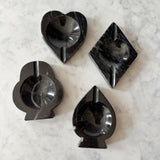 Vintage Black Marble Playing Card Suit Ashtrays - Set of 4