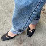 Vintage Gucci Black Monogram Mule Kitten Heels