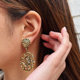 Vintage Circular Silhouette Clip On Earrings