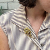 Gold Rhinestone Flower Broach