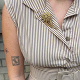Gold Rhinestone Flower Broach