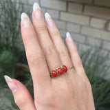 Vintage Triple Cabochon Coral Ring