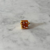 Vintage Abstract Rectangle Stone Ring