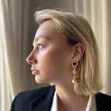 Vintage Gold Swirl Faux Stone Drop Clip On Earrings