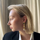 Vintage Gold Swirl Faux Stone Drop Clip On Earrings