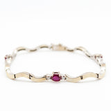 Vintage White Gold Curved Ruby and Diamond Bracelet