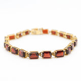 Vintage Emerald Cut Garnet Gold Bracelet