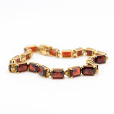 Vintage Emerald Cut Garnet Gold Bracelet
