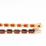 Vintage Emerald Cut Garnet Gold Bracelet
