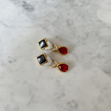 Vintage Abstract Crystal Drop Clip On Earrings