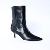 Stacie Silky Black Kitten Heeled Boot