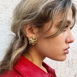 Vintage Givenchy Rope Flower Clip On Earrings