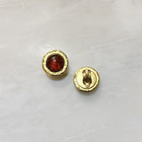 Vintage Amber Glass Round Gold Clip On Earrings