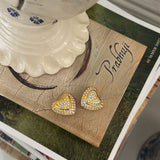 Vintage Escada Gold Tone Crystal Heart Earrings