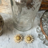 Vintage Cream Enamel Floral Earrings