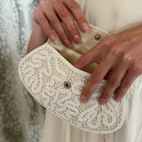 Vintage White Beaded Clutch