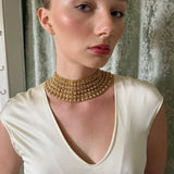 Vintage Handwoven Pearl Bib Necklace