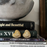 Vintage Escada Gold Tone Crystal Heart Earrings