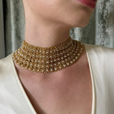 Vintage Handwoven Pearl Bib Necklace
