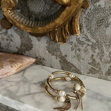 Vintage Baroque Pearl Gold-Tone Bracelet with Tassels