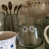 Vintage Crystal Flowers in Gunmetal Setting