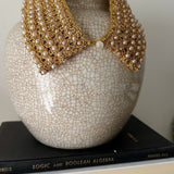Vintage Handwoven Pearl Bib Necklace