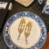 Vintage Givenchy Goldtone Drop Earring with Pearl Details