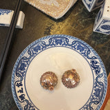 Vintage Pink Pearl Statement Earrings with Floral Detail