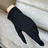 Vintage Black Gloves with Beaded Details