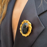 Vintage Oval Black Cab Statement Brooch