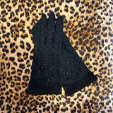 Vintage Black Gloves with Beaded Details
