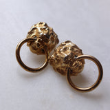 Vintage Anne Klein Lion Head Door Knocker Earrings