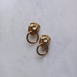 Vintage Anne Klein Lion Head Door Knocker Earrings