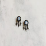 Vintage Cameo Silver Drop Clip On Earrings