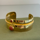 Bold Gold Cuff with Orange Stone Cabochons