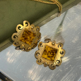 Square Tortoiseshell Clip On Earrings