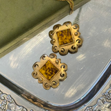 Square Tortoiseshell Clip On Earrings