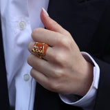 Vintage Abstract Rectangle Stone Ring