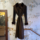 Vintage Double Breasted Bronze Trench with Mink Collar and Cuffs