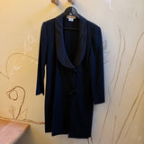 Vintage Gucci Black Tuxedo Coat Dress with Satin Lapel