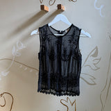 Vintage 100% Silk Sheer Beaded Top
