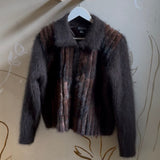 Vintage Brown Angora Sweater with Fur Panels