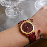 Vintage Courreges Watch with Red Face and Lizard Embossed Red Band