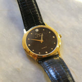 Vintage Oscar de la Renta Watch with Black Face and Croc Embossed Band