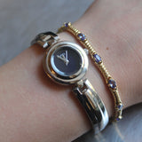 Vintage Gucci Silver Tone Watch with Color Change Dial